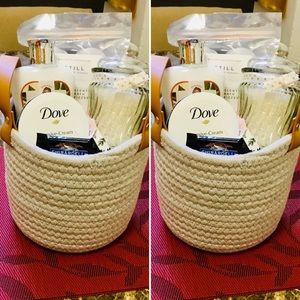 Spa Basket includes lotion, hand cream.